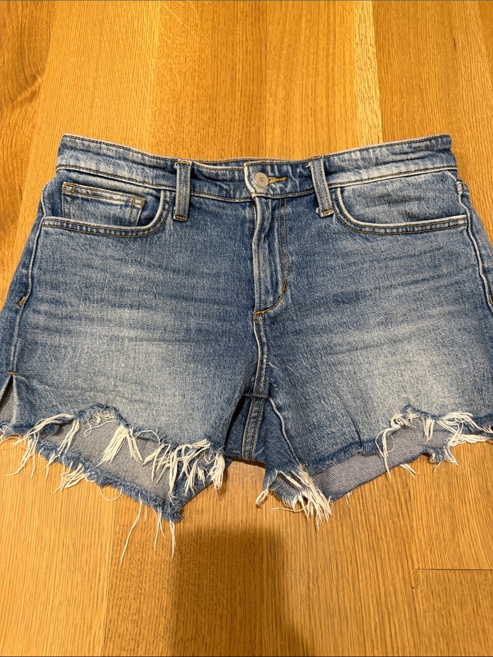 Joe's Jeans Frayed Hem Mid-Rise Denim Shorts - Blue